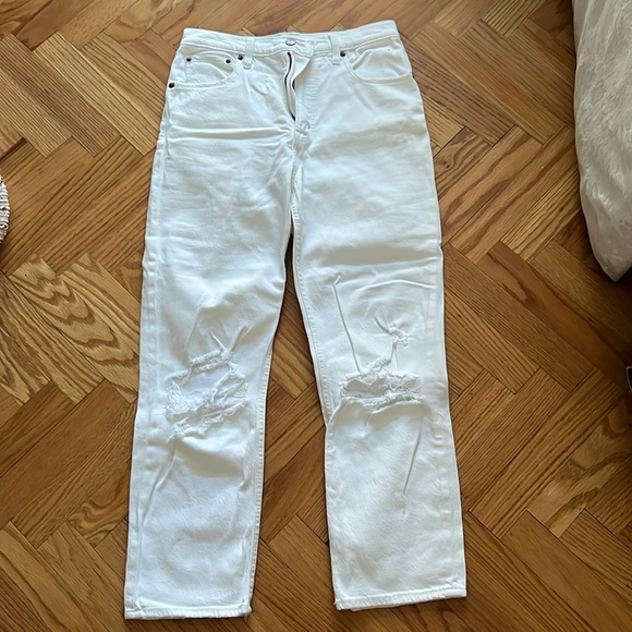 Abercrombie the ankle straight ultra high rise jeans in white - Picture 1 of 3